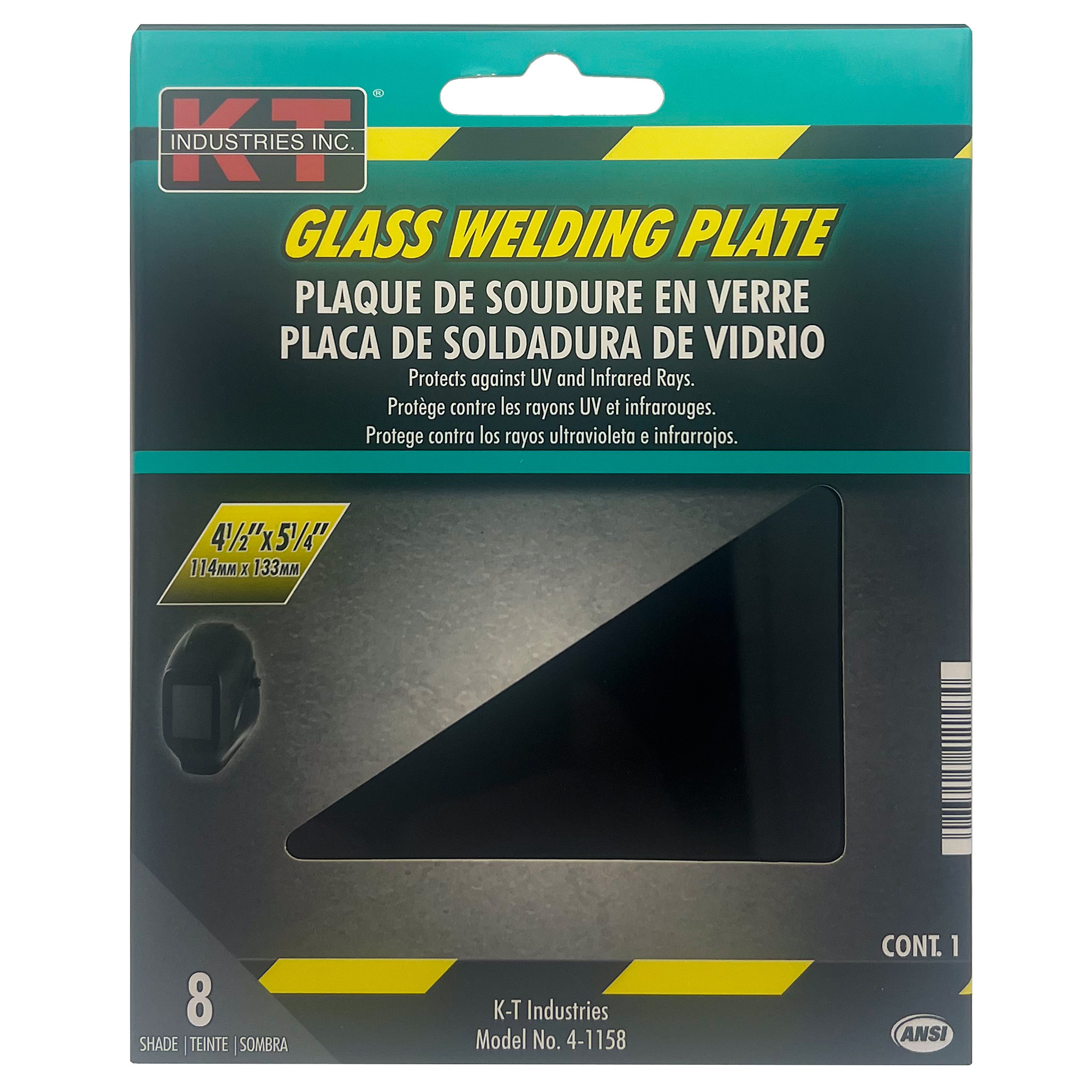 K-T Industries Welding Plate — 4.5in. x 5.25in., Shade 8, Model# 4-1158